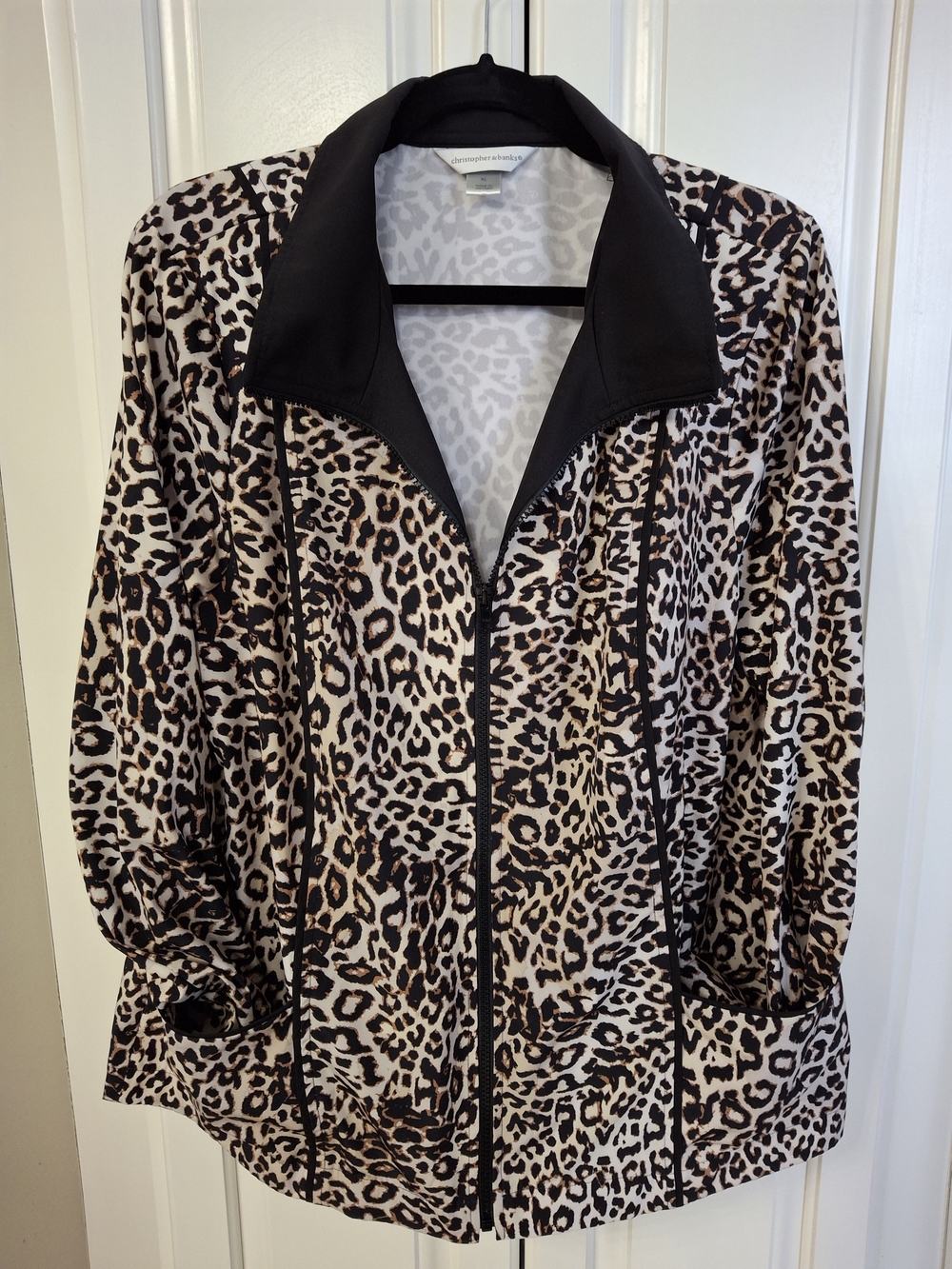 Christopher & Banks Leopard Print Jacket with Black Collar